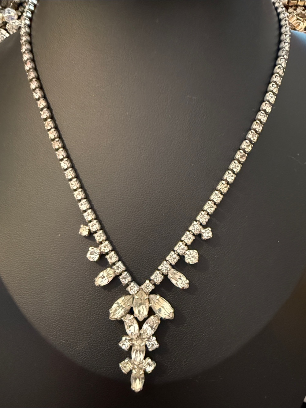 1 Coro & 1 Vintage Rhinestone silver Necklace ur choice both 14” & just over 14” - Picture 6 of 10